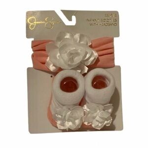 NWT. Jessica Simpson Infant Booties and Headband Set